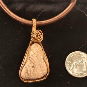 Washington State River Jasper Pendant Wire Wrap Necklace